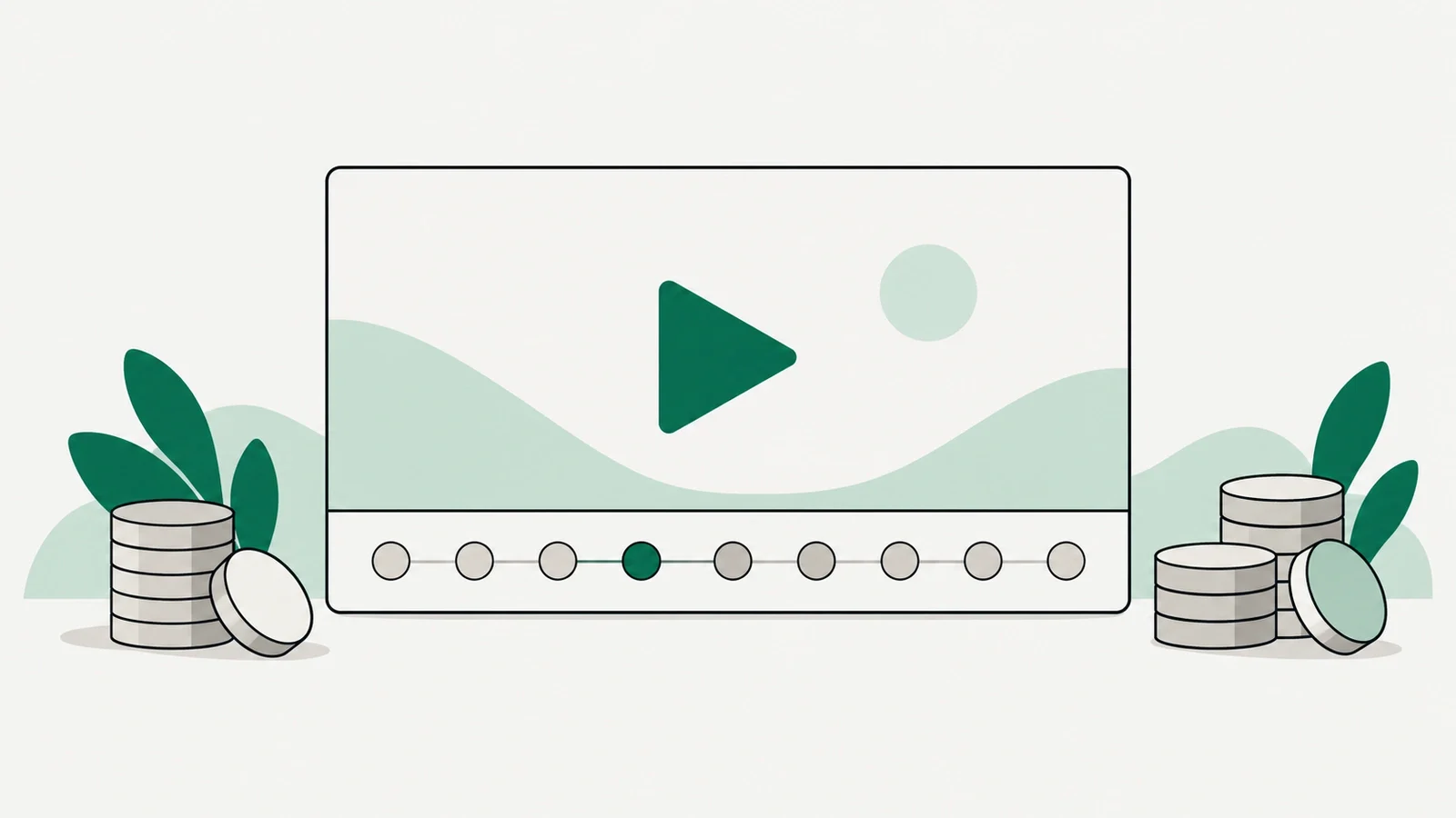 A video player whose progress bar is made of coins